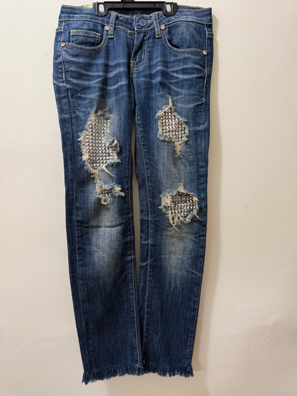 Women’s Skinny Distressed Studded Blue Jeans